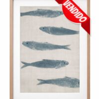 Cuadro sardinas con marco 40x30cm